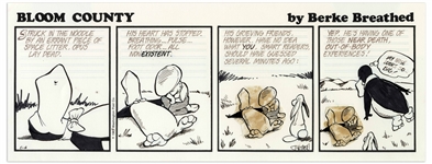 Berke Breathed Original Hand-Drawn Comic Strip for Bloom County -- Opus Has a Near Death Experience